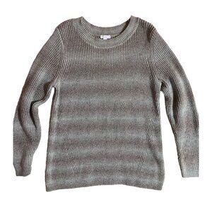 J Jill Womens Sweater L Heavy Knit Thick Mint Gray Gradient